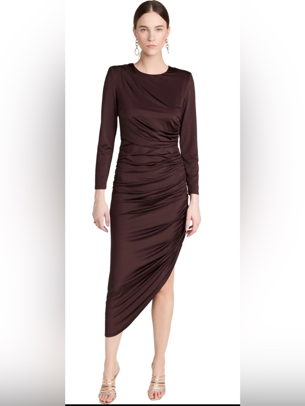 Veronica Beard Tristana Ruched Asymmetric Hi-Low Dress